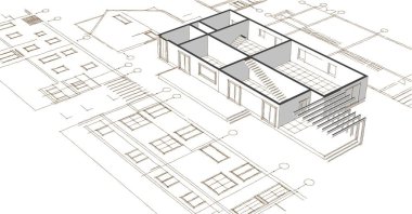 ev geleneksel mimarisi 3D görüntüleme