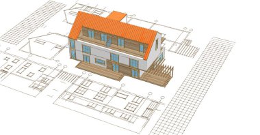 ev geleneksel mimarisi 3D görüntüleme