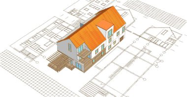 ev geleneksel mimarisi 3D görüntüleme