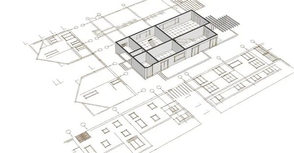 Haus Traditionelle Architektur Rendering — Stockfoto