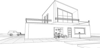 Ev kavramı kroki 3d çizim