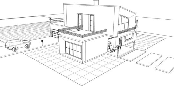 Interieur Eines Modernen Mehrfamilienhauses Illustration — Stockvektor