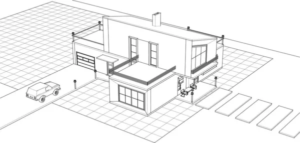 Haus Interieur Visualisierung Illustration — Stockvektor