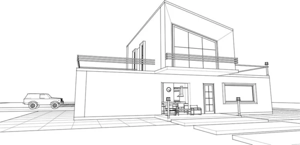 Bosquejo Concepto Casa Ilustración — Archivo Imágenes Vectoriales