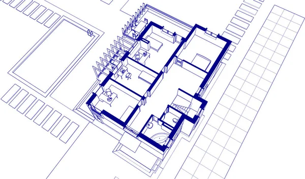 房屋传统建筑3D渲染 — 图库矢量图片