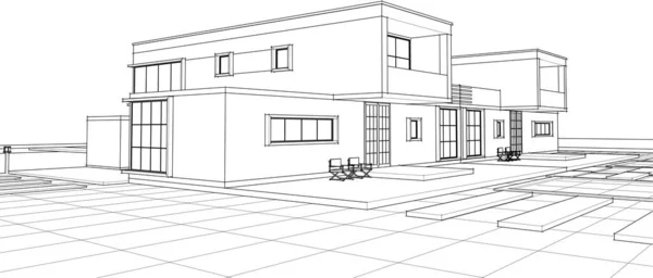 Casa Desenho Arquitetônico Ilustração —  Vetores de Stock