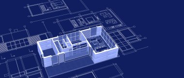 ev mimarisi çizimi 3d illüstrasyon