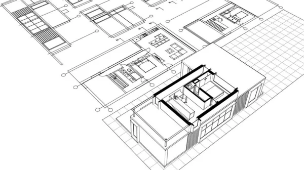 Plans Construction Esquisse Architecturale Illustration — Image vectorielle