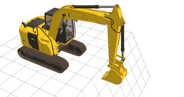 Yellow Excavator White Background —  Fotos de Stock