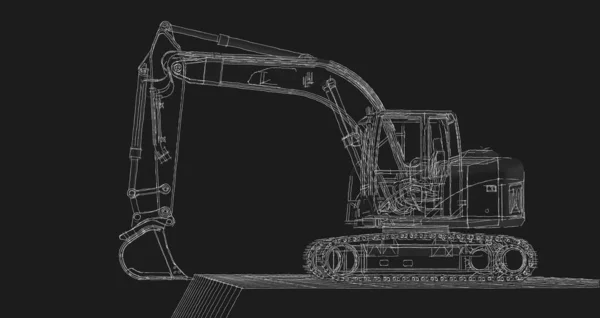 industrial machine. 3d illustration. wire-frame style. the layers of visible and invisible lines are separated