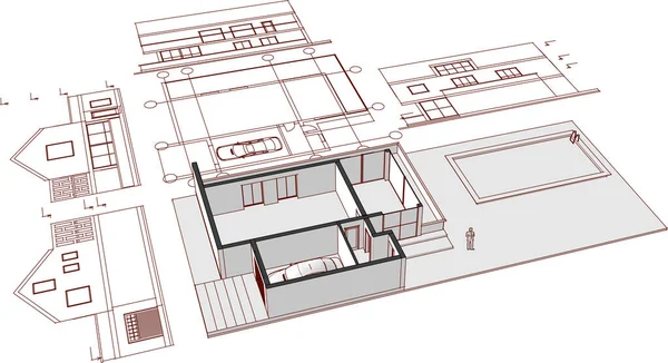 Haus Konzept Skizze Illustration — Stockvektor