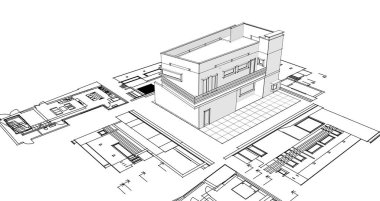 Ev kavramı kroki 3d çizim