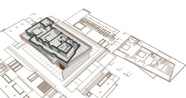 Ev kavramı kroki 3d çizim