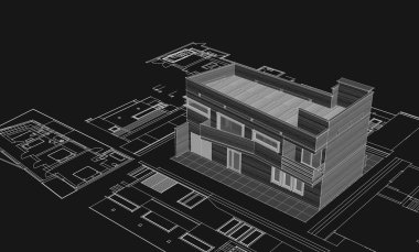 Modern şehir mimarisi konsepti. 3d illüstrasyon