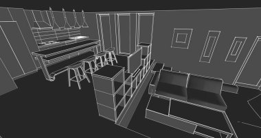 Modern bir binanın içinde. 3d illüstrasyon
