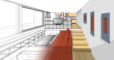 iç görselleştirme, 3d illüstrasyon, bilgisayar arkaplanı