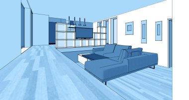 Modern bir apartmanın içinde. 3d illüstrasyon