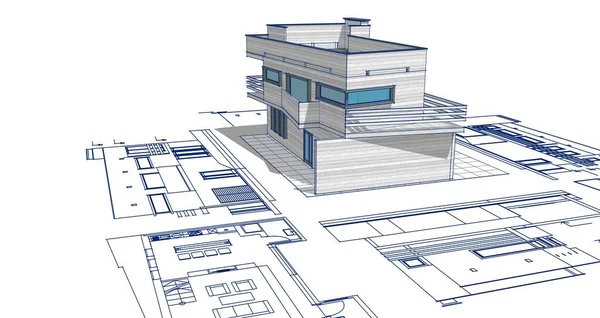 Conception Maison Croquis Illustration — Photo