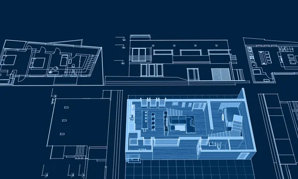 Interior Modern Apartment Building Illustration —  Fotos de Stock