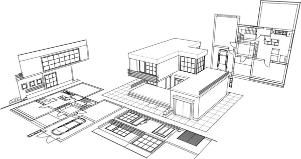 Abstrakte Architektonische Tapete Design Digitales Konzept Hintergrund — Stockvektor