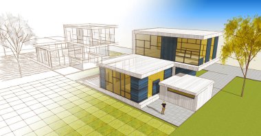 soyut mimari duvar kağıdı tasarımı, dijital konsept arkaplan