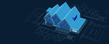 ev mimarisi çizimi 3d illüstrasyon