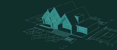 ev mimarisi çizimi 3d illüstrasyon