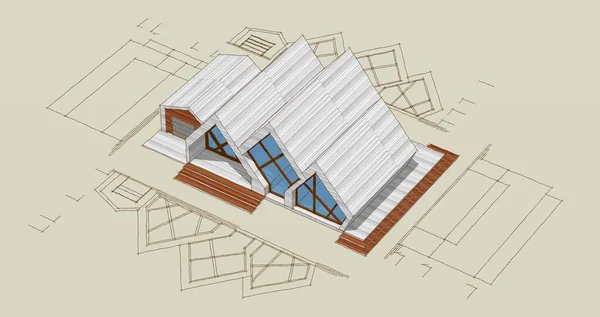 House Architectural Sketch Illustration — Stock Photo, Image