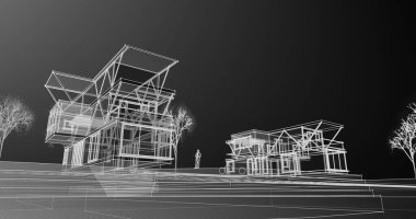 modern architecture buildings 3d illustration