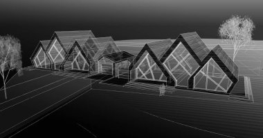 modern mimari binalar 3d illüstrasyon