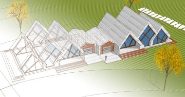 modern mimari binalar 3d illüstrasyon