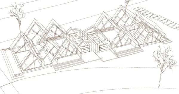 modern architecture buildings 3d illustration