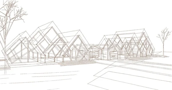 modern architecture buildings 3d illustration