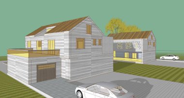 Architectural colored mockup concept, product presentation