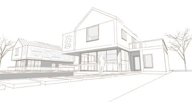 Simple outline architectural mockup concept, product presentation