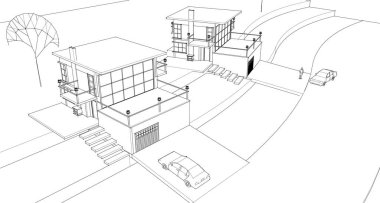 Simple outline architectural mockup concept, product presentation