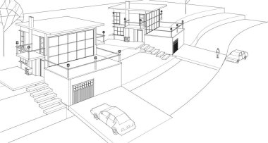 Simple outline architectural mockup concept, product presentation