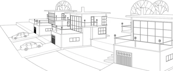 Simple Outline Architectural Mockup Concept Product Presentation Vector Graphics