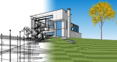 Simple architectural mockup concept, product presentation