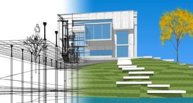 Simple architectural mockup concept, product presentation