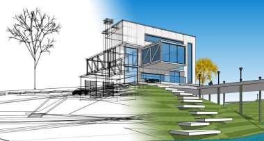 Simple architectural mockup concept, product presentation