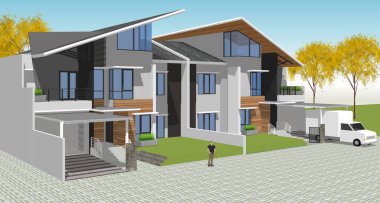 Simple architectural mockup concept, product presentation