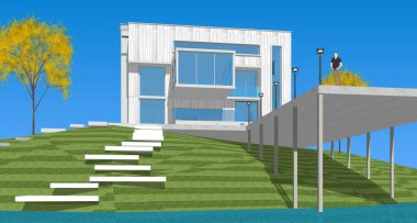 Simple architectural mockup concept, product presentation