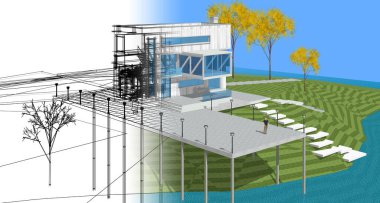 Simple architectural mockup concept, product presentation