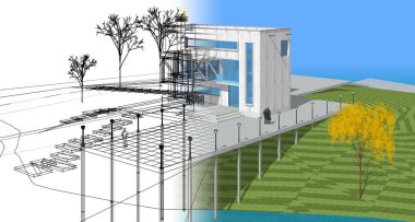 Simple architectural mockup concept, product presentation