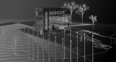 Simple architectural mockup concept, product presentation