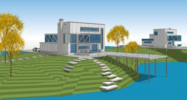 Simple architectural mockup concept, product presentation