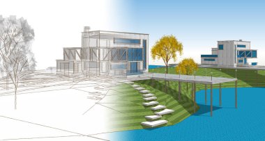 Simple architectural mockup concept, product presentation