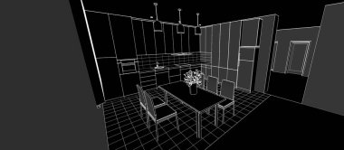 Mutfak iç taslak 3D oluşturma