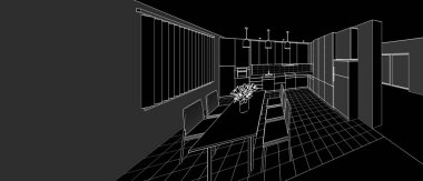 Mutfak iç taslak 3D oluşturma